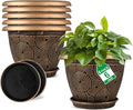6 Inch Flower Pots Planters for Indoor Outdoor Plants, 6 Pack Plastic Small by Fodetyff