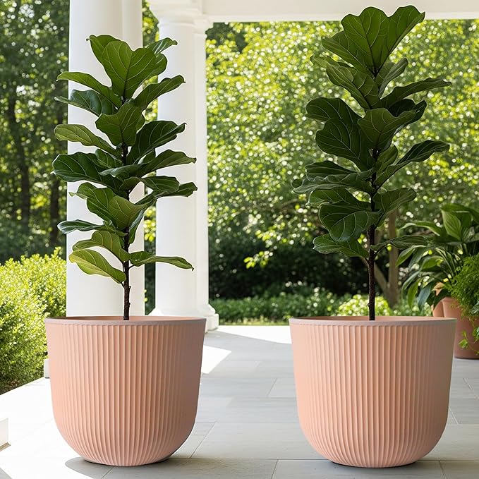Worth Garden Round Large Planter Pot Set of 2, 17.5" Dia x 15.5" H - Image 2