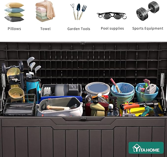 YITAHOME 100 Gallon Resin Deck Box, Weather Resistant Outdoor Storage Box - Image 5