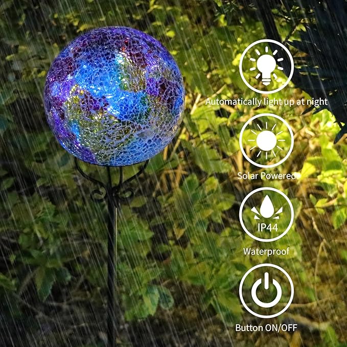 VCUTEKA Solar Outdoor Lights Garden Decor Mosaic Solar Garden Lights Waterproof - Image 4