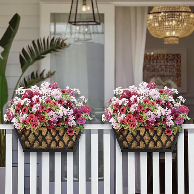 4 Pack 16 Inch Window Boxes Planters Railing Planter Box - Image 4