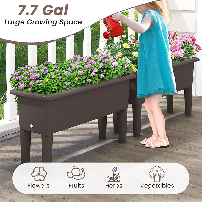 Giantex Raised Garden Beds Outdoor Set of 2, Self-Watering Planter Box - Image 7
