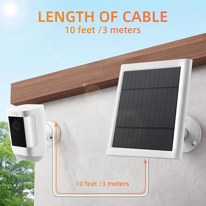 8 Pack IP65 Solar Panel for Rings Camera, 4W Solar Charger Compatible - Image 3