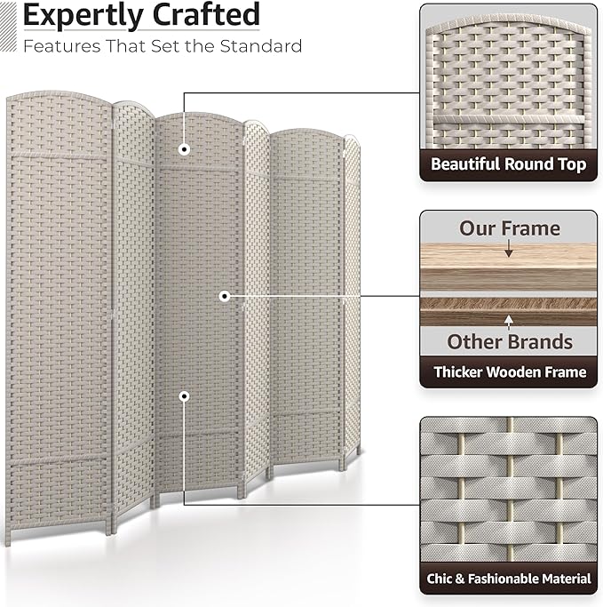 Sorbus 6 Panel Room Divider 6 ft. Tall - Image 3