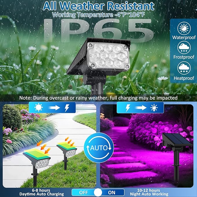 T-SUNUS RGB Solar Landscape Spotlights Christmas Outdoor IP65 Waterproof Color - Image 3