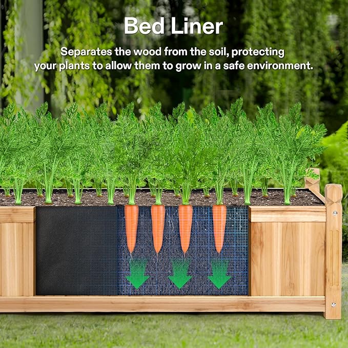 VIVOSUN 3.6 x 1.3Ft Wooden Raised Garden Bed, 43.5 x 16 x 14 Inches, Outdoor - Image 7