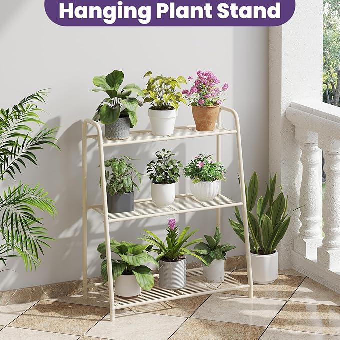 3-Tier Corner Plant Stand, Metal Black Flower Pot Rack, Indoor Outdoor Heavy - Image 3