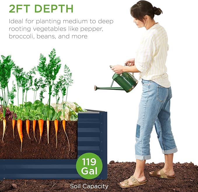 Best Choice Products 4x2x2ft Outdoor Metal Raised Garden Bed, Deep Root Box - Image 4