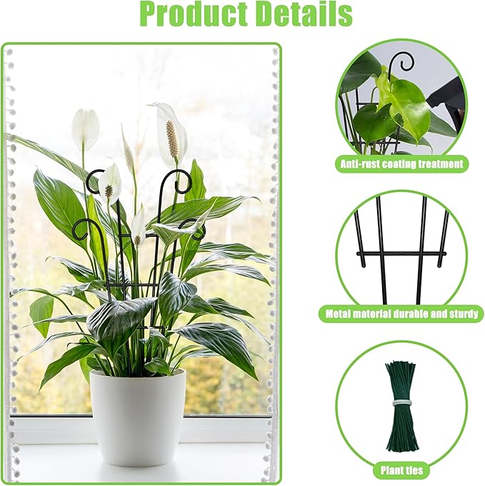 Coomin Small Plant Trellis for Climbing Plants Indoor, 14.5in Metal House Plant - Image 3