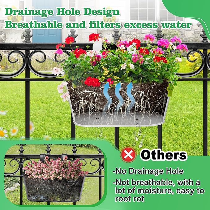 MADHOLLY Railing Planter with Drainage Holes - Image 3