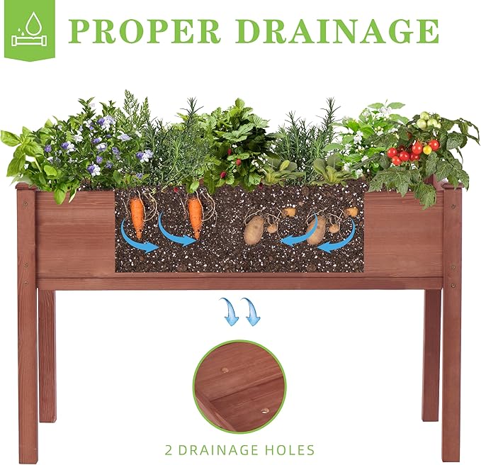 Raised Garden Bed with Legs, Outdoor Wood Elevated Planter Box, Thick Legs - Image 5