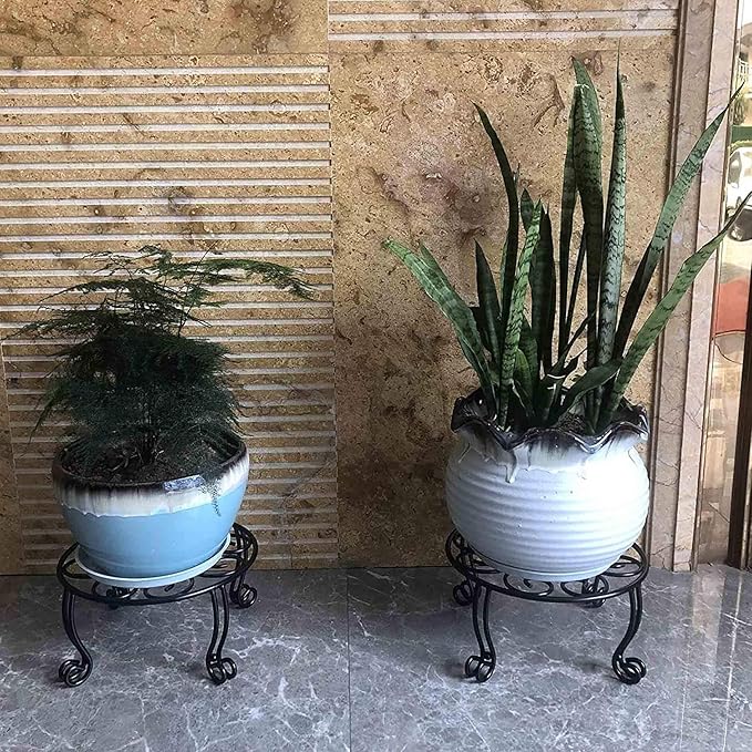 Metal Outdoor Plant Stand 11.8IN Diameter Heavy Duty Plant Pot Stands - Image 2