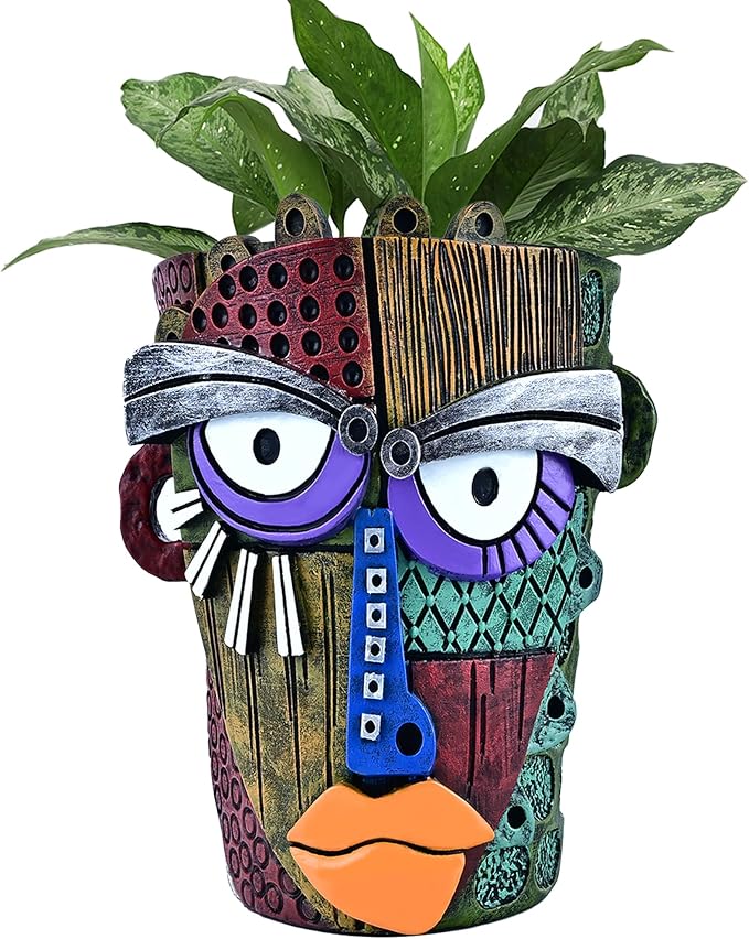 Abstract Face Planter Pots for Plants, Hand-Painted Colorful Flower Pots by Midogaigai