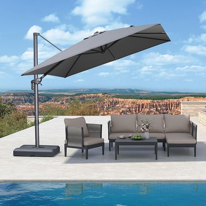 PURPLE LEAF Patio Umbrella 9' X 9' Rectangle Cantilever Umbrella Large Aluminum by Unknown