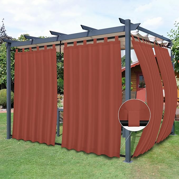 Easy-Going Outdoor Patio Curtains Detachable Tab Top Windproof Weatherproof by Easy-Going