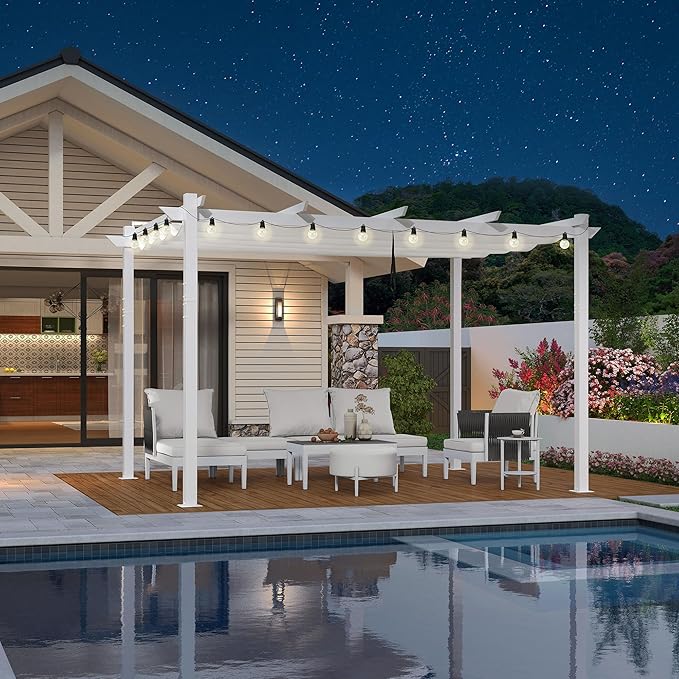 PURPLE LEAF 10' x 13' Aluminum Outdoor Pergola Retractable Pergola - Image 3
