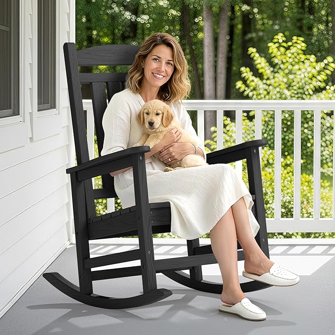 SERWALL Oversized Outdoor Rocking Chair, All-Weather Patio Rocking Chair - Image 2