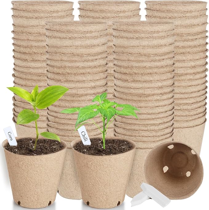 132 Pack Organic Peat Pots, 3.15 Inch Nursery Pot, Round Plant Seedling Pots by ModaSin