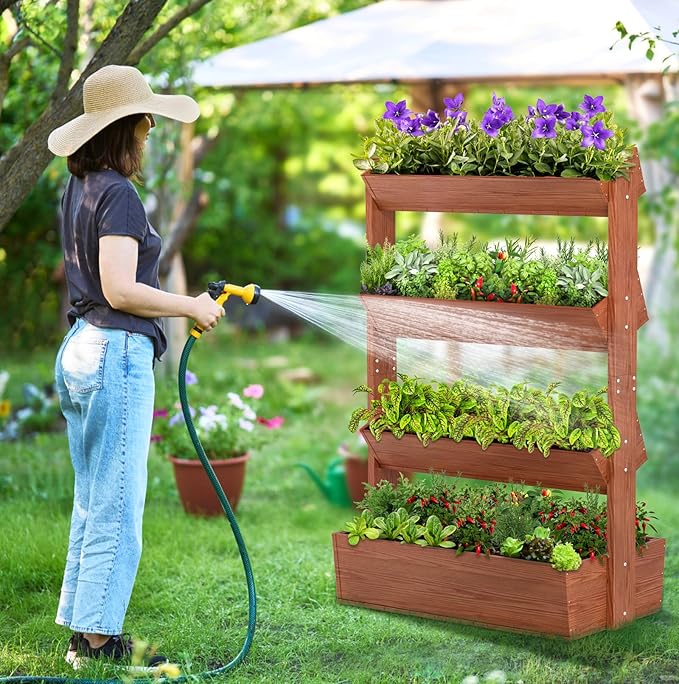 Wooden Vertical Raised Garden Bed, 4 Tier Garden Planters Raised Beds - Image 2
