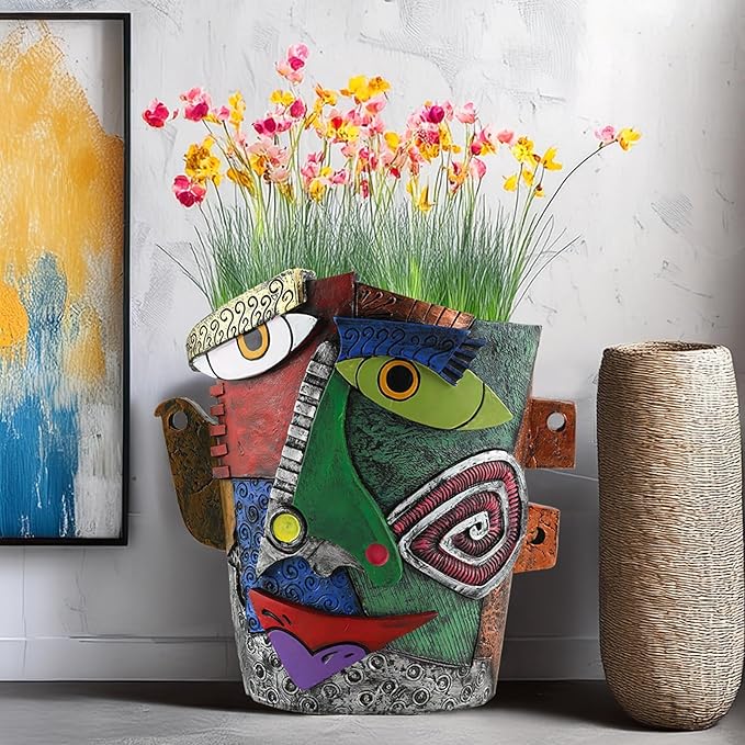 TOZLU Art Abstract Face Planters Pots Head, Unique Fun Abstract Face Flower Pot - Image 6