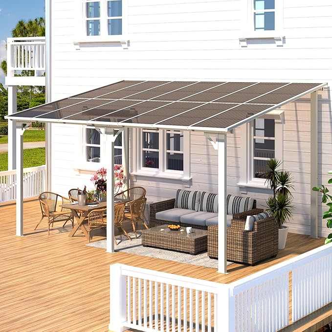 AECOJOY 14' x 10' Gazebo in White, Large Wall Mounted Gazebos on Clearance - Image 3