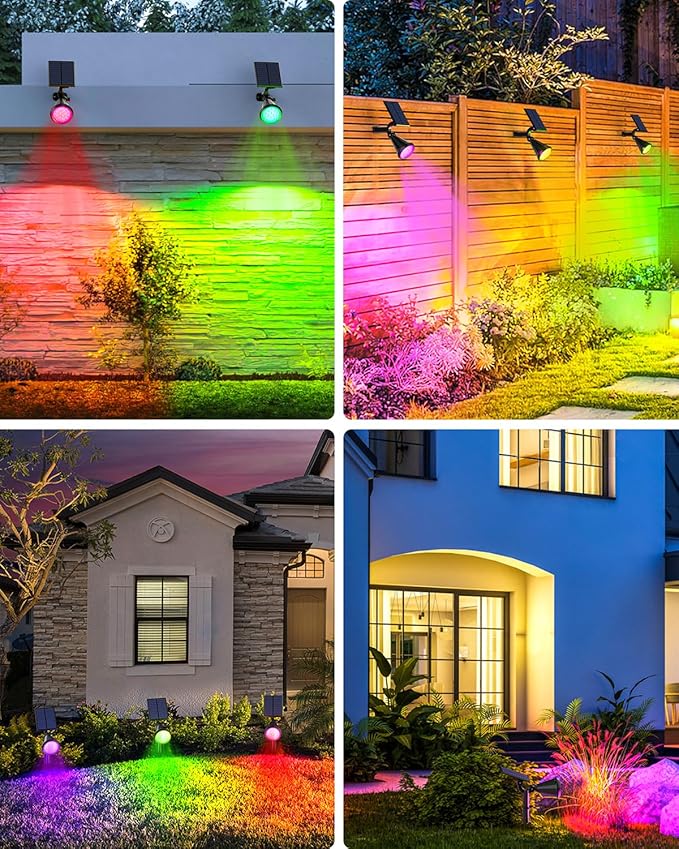 Solar Spot Lights Outdoor Color Changing, 7 Modes/14 LED Outdoor Solar Lights - Image 7