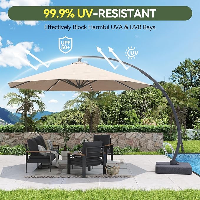 Aoxun 11 FT Cantilever Umbrella - Image 4