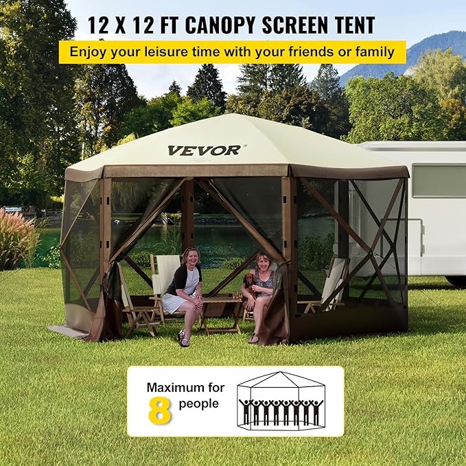 VEVOR 12 * 12ft 6 Sided Pop-up Canopy Shelter Tent - Image 2