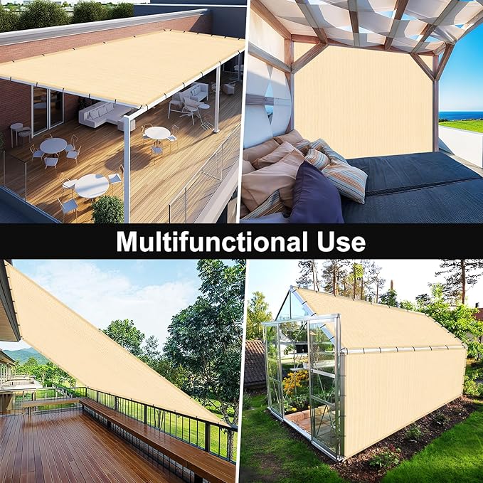Artpuch 90% Sun Shade Cloth, 10 x 10 FT Pergola Shade Cover Canopy - Image 8