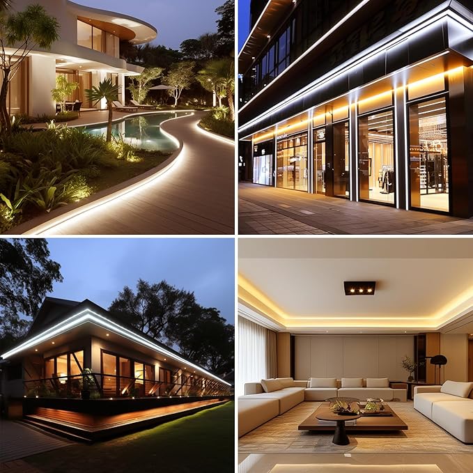 AC 110V COB LED Strip Lights Outdoor Waterproof 65.6ft, 3000K Warm White Super - Image 5