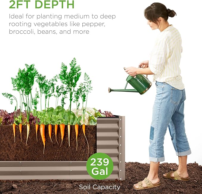 Best Choice Products 8x2x2ft Outdoor Metal Raised Garden Bed, Rectangular Deep - Image 2