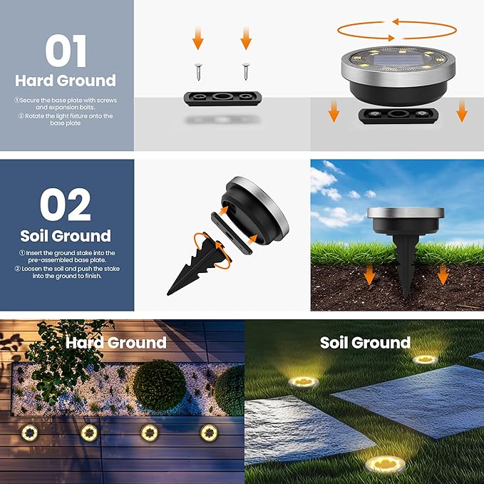 SOLPEX 16 Pack Solar Ground Lights Outdoor Waterproof, Solar Powered Pathway - Image 4