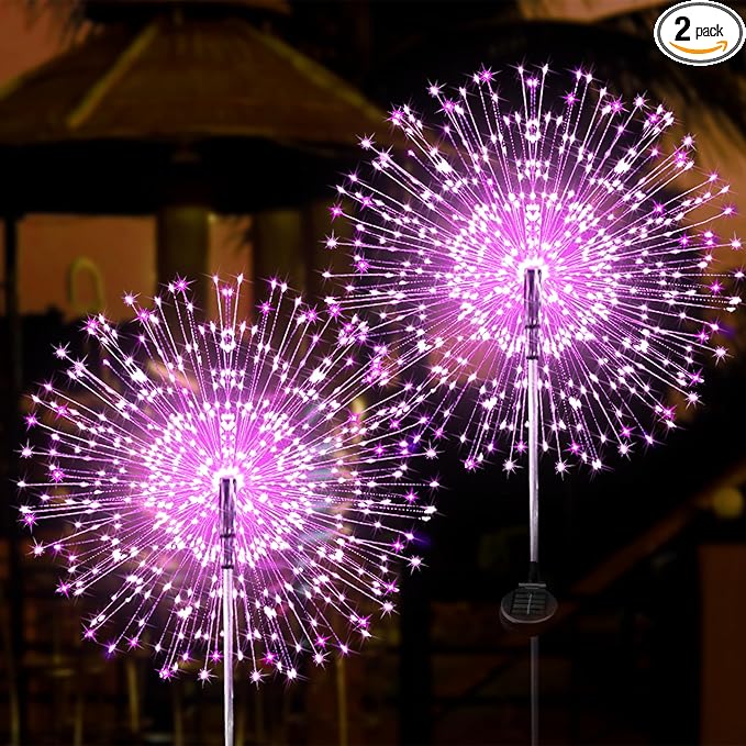 JJGoo Solar Firework Lights, 2 Pack 150 LEDs 2 Lighting Modes Solar Lights by JJGoo