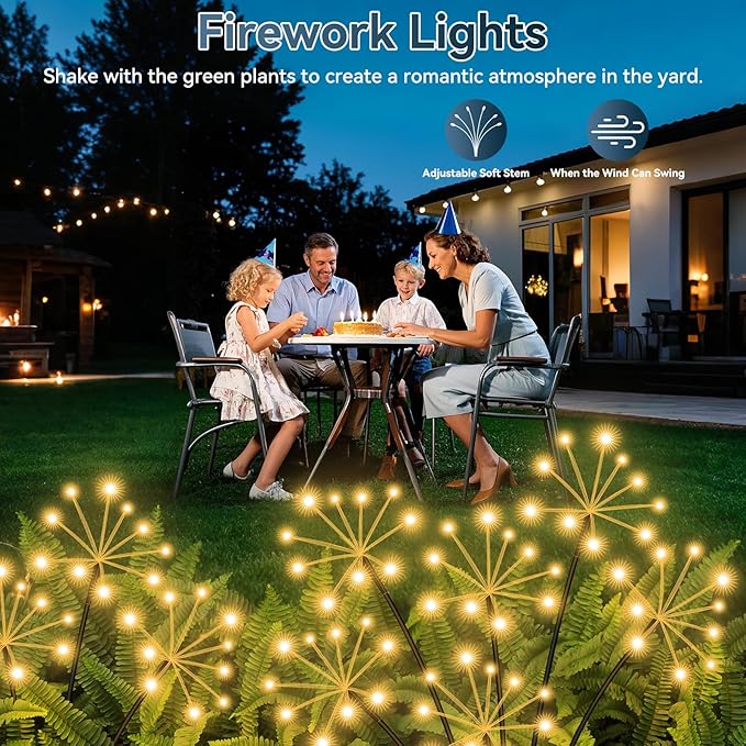 Solar Garden Lights 2 Pack Waterproof Swaying Starburst Light Solar Outdoor - Image 6