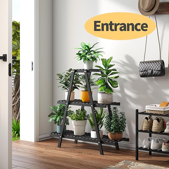 Bamboo Plant Stand Indoor/Outdoor, Rectangular, 8 Potted Flower Holder Ladder - Image 6