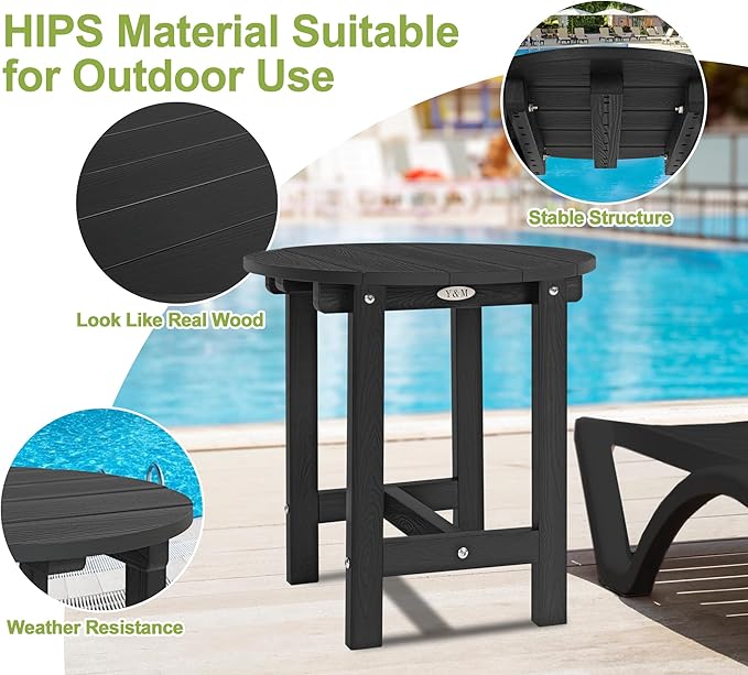 Y&M Outdoor Side Table, Waterproof Four-Legged Round Entryway End Table - Image 4