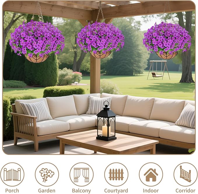 Artificial Hanging Flower for Outdoors, Fake Hanging Basket for Outside - Image 5