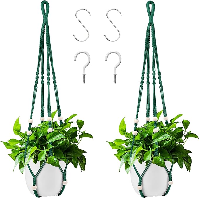 Augshy Macrame Plant Hangers Dark Green Hanging Planters by Augshy
