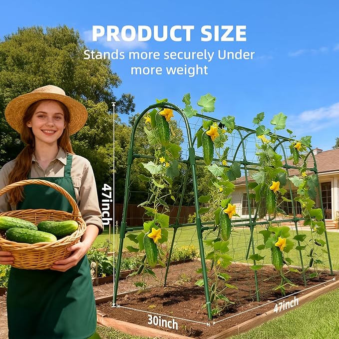 Cucumber Trellis for Raised Bed, U-Shape Garden Arch Metal Support for Climbing - Image 4