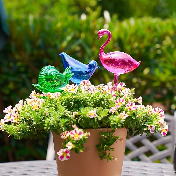 NiHome Spike Self-Watering Bulb 3PCS 10" Iridescent Pearl Hand-Blown Glass - Image 3