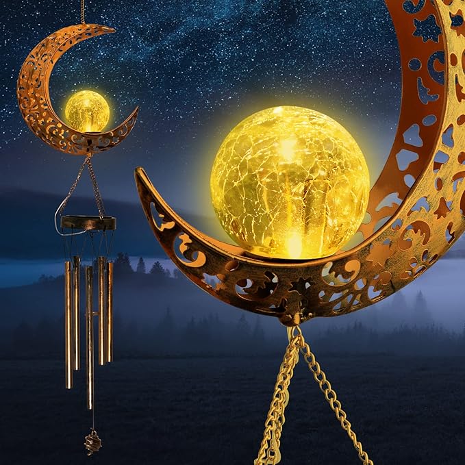 Moon Solar Lights Wind Chimes for Outside Gift for Women, Mom and Grandma - Image 3