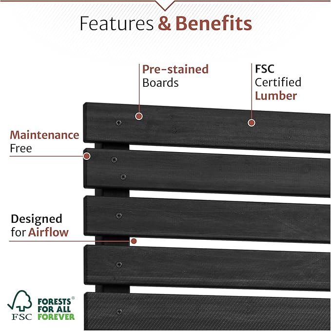 6ft H x 3.1ft W No Dig Enclo Aspen Charcoal Wood Privacy Screen, Decorative - Image 3