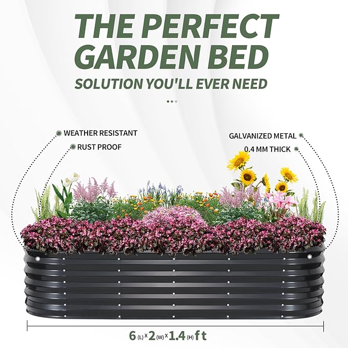 1MORE Galvanized Raised Garden Bed- Planter Garden Boxes Outdoor, Raised Beds - Image 5