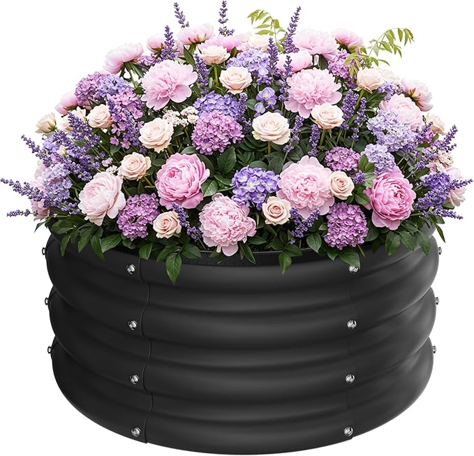ZXZYHFTY Round Galvanized Raised Garden Bed kit, Round Large Metal Raised by ZXZYHFTY