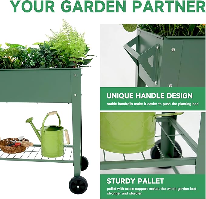 Raised Garden Bed with Legs and Wheels Removable - Image 5