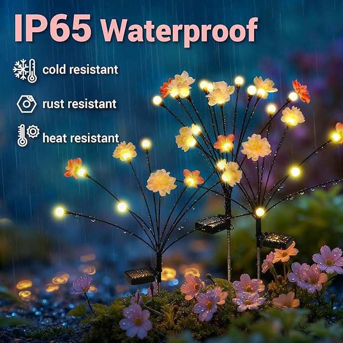 Solar Garden Lights, Warm White LED Swaying Solar Flowers Light - Image 2