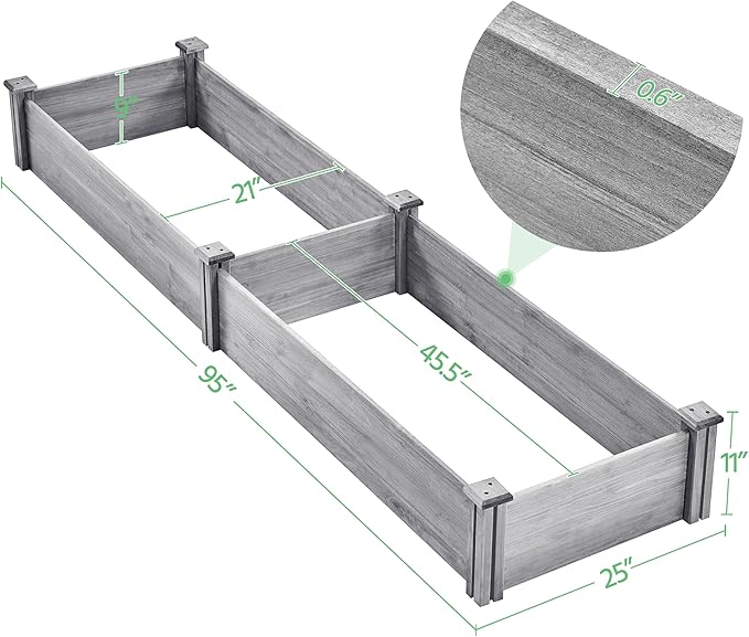 Yaheetech 8×2ft Wooden Horticulture Raised Garden Bed Divisible Elevated - Image 3