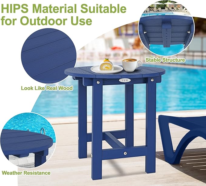 Y&M Outdoor Side Table, Waterproof Four-Legged Round Entryway End Table - Image 4