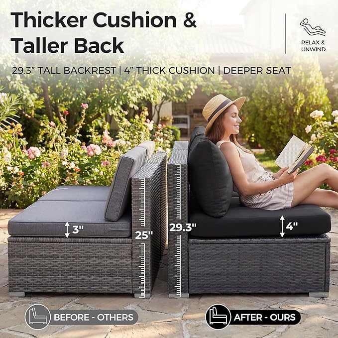 NICESOUL 6 Piece Modern L-Shaped Outdoor Sectional - Image 6