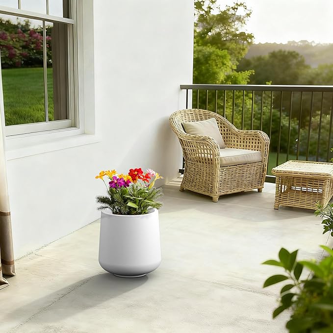 Kante 11.6" Dia Round Concrete Planter, Outdoor Indoor Large Plant Pots - Image 3